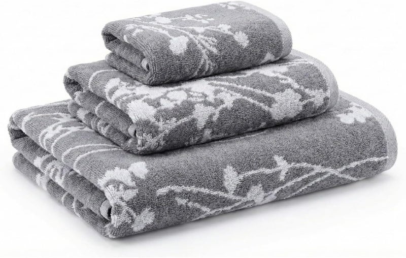 EBREEZZ 3-Piece Jacquard Velour Towel Set – Premium Soft Cotton Bath, Hand & Face Towels (70×140, 50×100, 30×50 cm) - Image 1