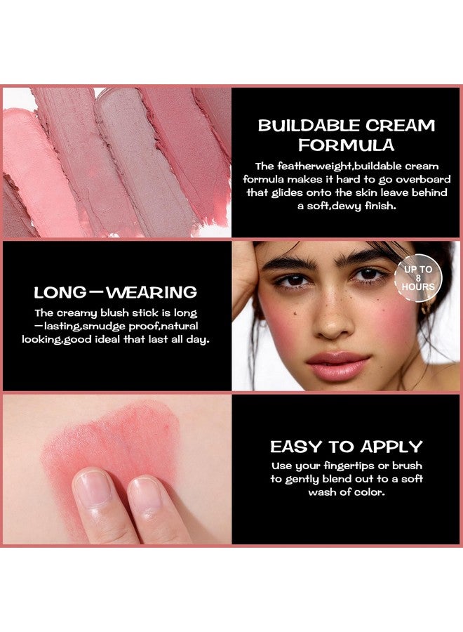 FOCALLURE Cream Blush Makeup,Buildable Blush Stick For Cheeks,Matte And Dewy Finish,Long Wearing,Easy Application,Lightweight Multi Stick,Rose Marble - Image 3