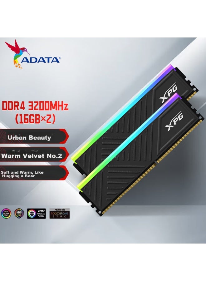 Adata 32gb Kit Ddr4 3200mhz Desktop Memory Xpg Dragon D35g Black Gaming Rgb Ram - Image 1