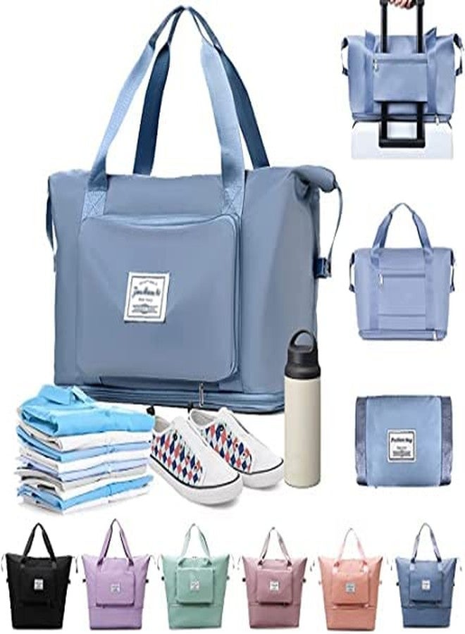 QUALIZA Large Capacity Folding Travel Lightweight Waterproof Carry on Luggage Bags with Fixed Strap Dry and Wet Separation Foldable Bag for Weekender Overnight Sports Gym Bag - Image 4