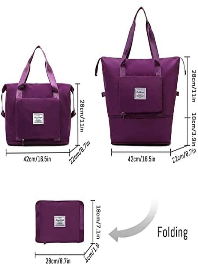 QUALIZA Large Capacity Folding Travel Lightweight Waterproof Carry on Luggage Bags with Fixed Strap Dry and Wet Separation Foldable Bag for Weekender Overnight Sports Gym Bag - Image 2