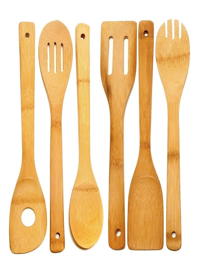 Perfectware Bamboo Wooden Spoon and Spatula Set. 6-Piece Nonstick Kitchen Utensil Set. Perfect Christmas Gifts - Image 2