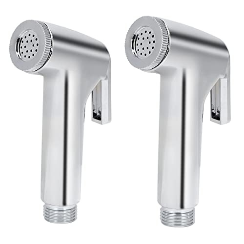 Bath Guru ABS Shattaf Handheld Health Faucet Set Toilet Wash Bidet Jet Spray Gun Shower Head (Chrome Plated) Pack of 2 - Image 1