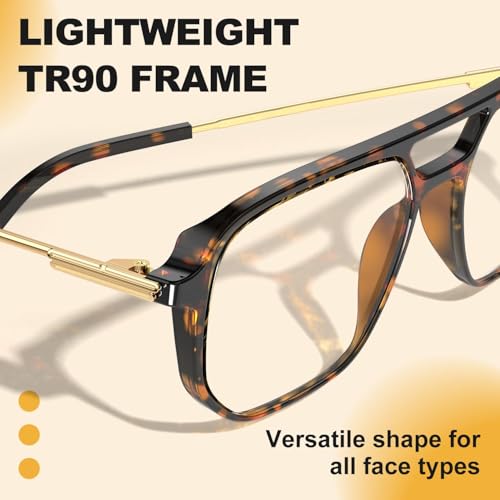 VISOONE TR90 Blue Light Blocking Glasses Women Men Octagon Aviator Anti Eyestrain Lightweight Metal Temple Marion - Image 3