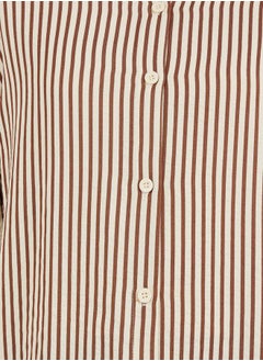 Styli Textured Striped Spread Collar Oversized Shirt  - Image 4