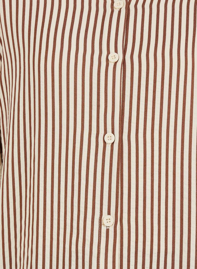 Styli Textured Striped Spread Collar Oversized Shirt - Image 4