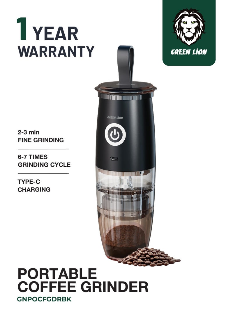 GREEN LION Portable Coffee Grinder /5-Speed Gears / Dual-Mode Operation / 30g Bean Holder / Powder Container / Travel Coffee Grinder Machine / 120ml Powder Capacity - Black - Image 1