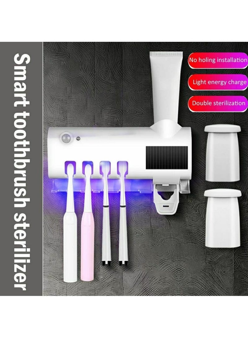 Automatic brush and paste holder with sterilization device