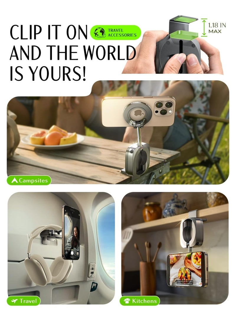 إكس ليفيل حامل هاتف مغناطيسي، مناسب للطائرات، مناسب للمكتب، السفر، أساسيات العطلات الأوروبية، رحلات الطيران الطويلة، أساسيات السفر القصير، مناسب للأطفال والنساء، مناسب لهواتف iPhone 17، 16 Pro Max، 15، Samsung Galaxy S25، S24، S23، معظم الهواتف الذكية، ملحقات السفر MagSafe، ملحقات الرحلات البحرية، حوامل كاميرات الهواتف. - Image 5