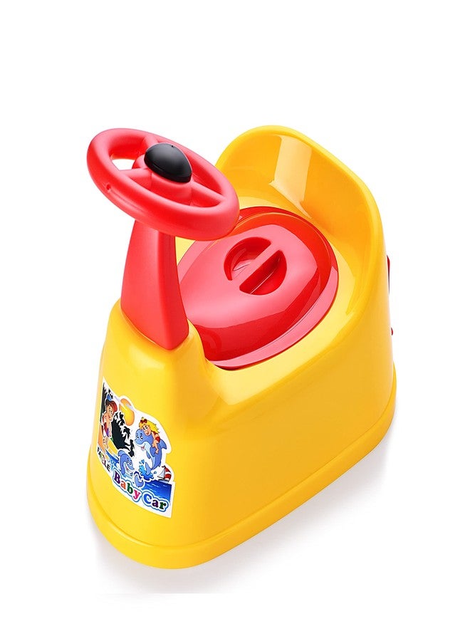 Zerya Car Style Potty Toilet Trainer Seat with Removable Tray And Closing Lid and High Back Support for Toddler Boys Girls (Yellow) - Image 1