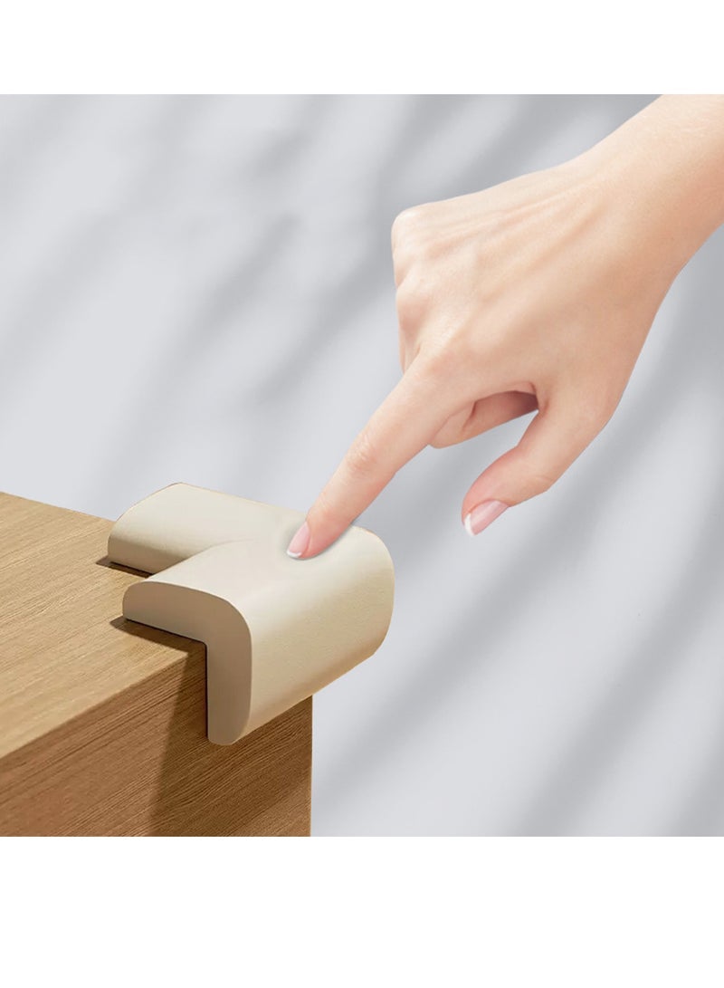 8 Pcs Kids L-Shape Table Corner Protectors Pre-Taped Furniture Corner Guards Rubber Foam Cushion Cover(Beige)  - Image 2