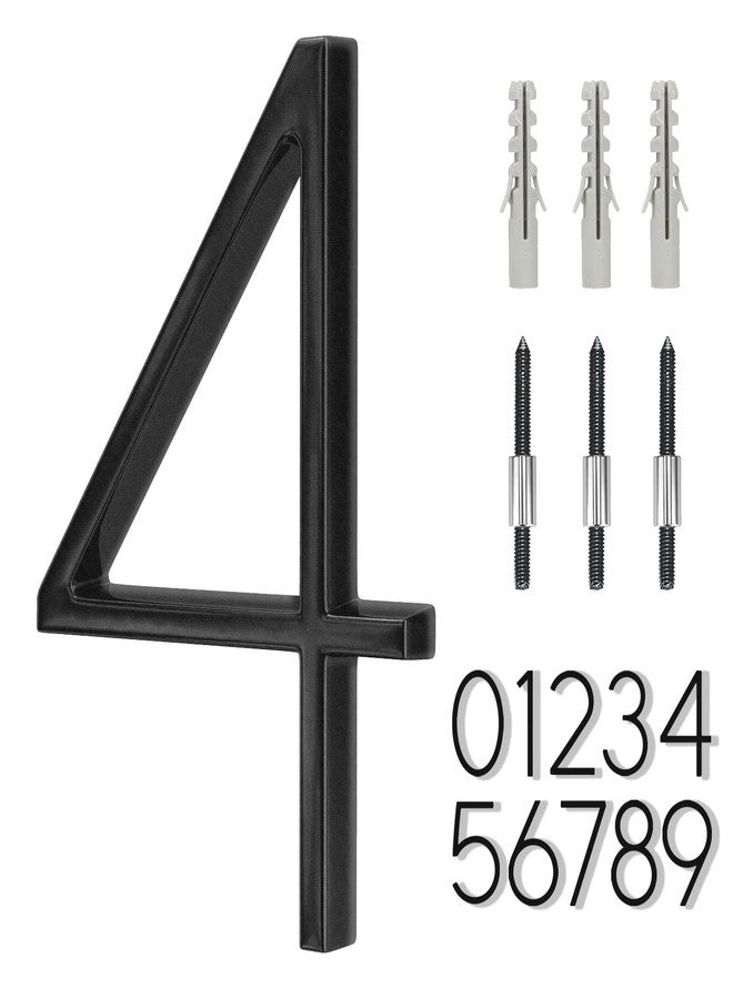 OLADOT 6" Stainless Steel Floating House Number 4, Metal Modern House Numbers, Mailbox Decor Number with Nail Kit, Coated Black, 911 Visibility Signage (Large 4) - Image 1