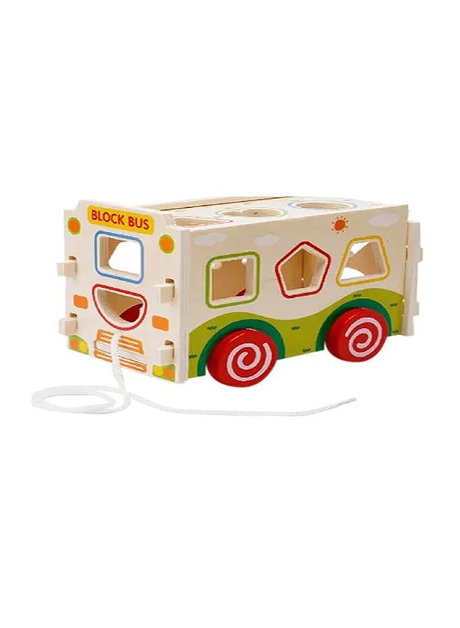 أطفال التعليمية لعبة كتل خشبية حافلة مركبة لعبة عيد ميلاد هدية عطلة - Image 1