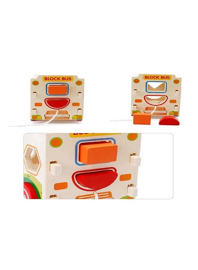 أطفال التعليمية لعبة كتل خشبية حافلة مركبة لعبة عيد ميلاد هدية عطلة - Image 4