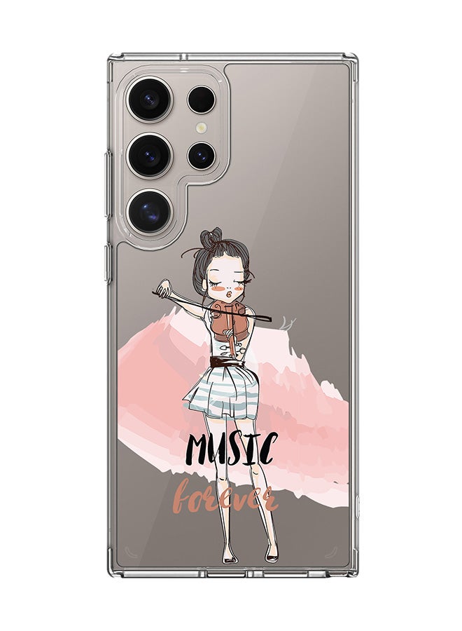 Stylizedd Classic Clear Case for Samsung Galaxy S25 Ultra , Hybrid Soft Case Flexible Edges Anti Drop TPU PC Gel Thin Transparent Cover - Music Forever - Image 1