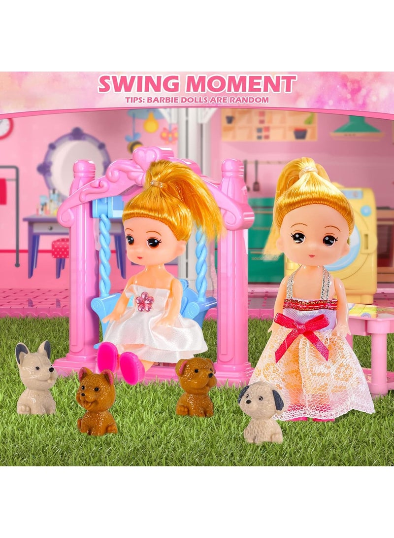 Gonice Doll House, Dream Doll House Furniture Pink Girl Toys, 4 Stories 10 Rooms Dollhouse with 2 Princesses Slide Accessories, Toddler Playhouse Gift for for 3 4 5 6 7 8 9 10 Year Old Girls Toys  - Image 5