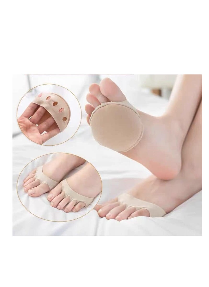 Premify - Honeycomb Five Toes Fabric Forefoot Pads, Metatarsal Pads Ball of Foot Cushions for High Heels, Non-Slip Invisible Foot Care Socks Inserts Calluses Corns 5 Pairs - Image 1