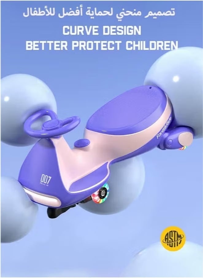 hibobi Electric Drift Wiggle Car for Kids & Adults – High-Power Ride-On Swing Scooter with Pedal, 2 Speeds, Flashing Wheels, Anti-Tip Design, Bluetooth Music, up to 150 lbs - Image 3