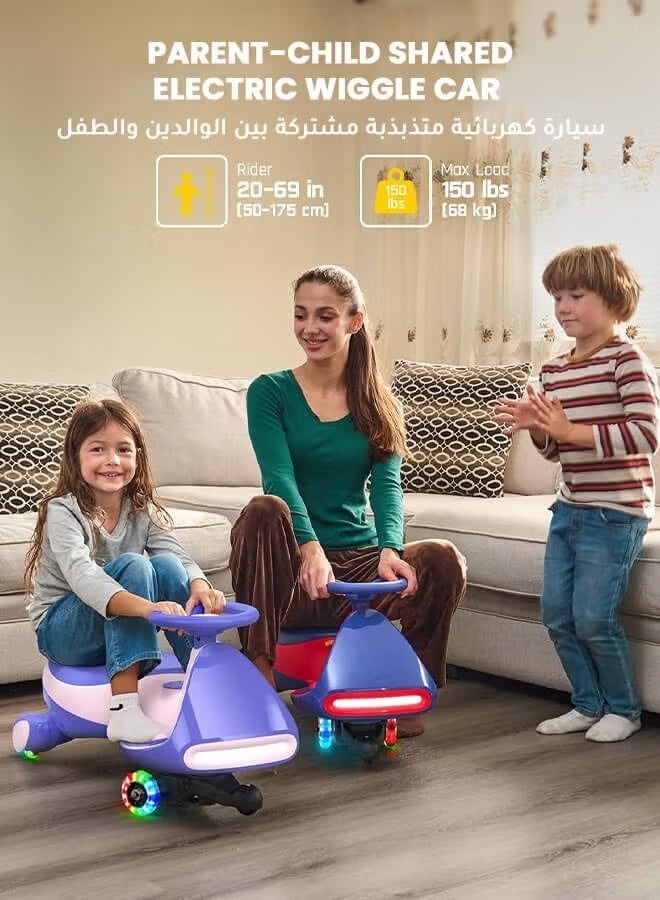 hibobi Electric Drift Wiggle Car for Kids & Adults – High-Power Ride-On Swing Scooter with Pedal, 2 Speeds, Flashing Wheels, Anti-Tip Design, Bluetooth Music, up to 150 lbs - Image 4