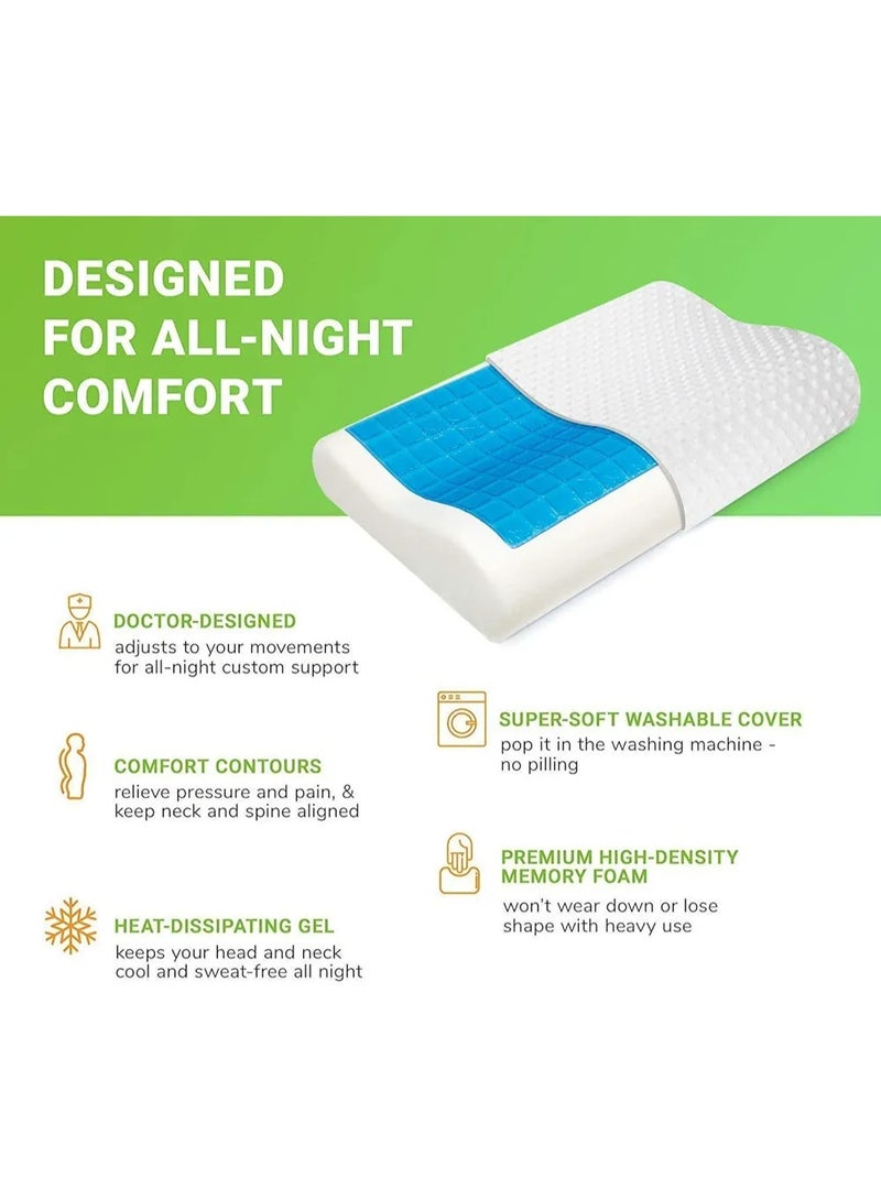 ارينا وسادة ميموري كونتور بطبقة جل باردة أبعاد 56x35x9-11 سم، تحتوي على تقنية جل التبريد وغطاء مسامي لتجربة نوم مريحة ومنعشة. - Image 2