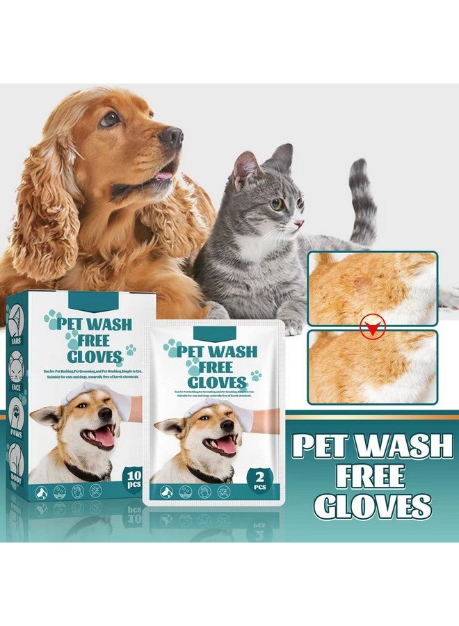 Felico Pet Rinse Free Grooming Gloves, 10Pcs Pet Wipes for Dogs & Cats Wash Free Gloves, Cleansing Grooming with Plant Extract No Rinse Thick Extra Puppy Wipes - Image 1