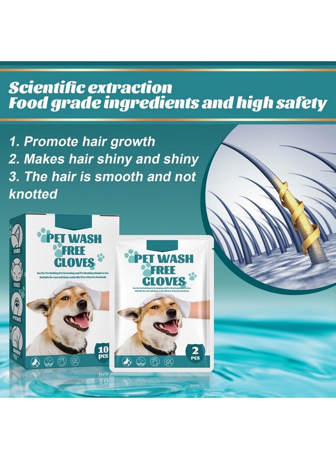 Felico Pet Rinse Free Grooming Gloves, 10Pcs Pet Wipes for Dogs & Cats Wash Free Gloves, Cleansing Grooming with Plant Extract No Rinse Thick Extra Puppy Wipes - Image 2