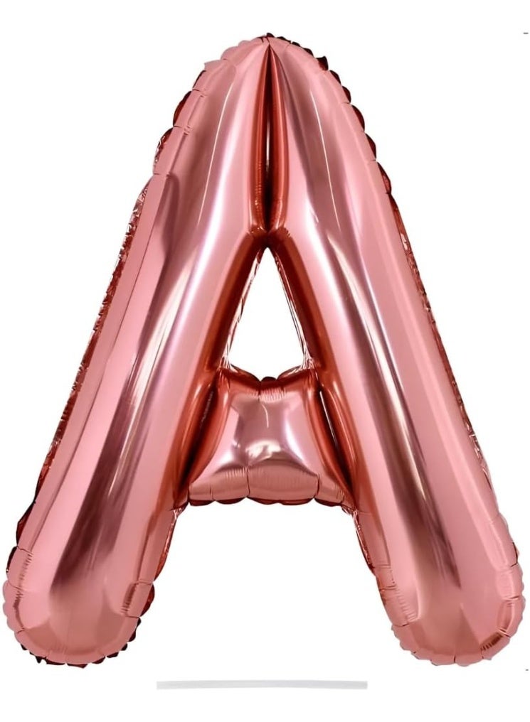 Generic 32 Inch Letter A Foil Balloon – Rose Gold, 1 Pc | Self-Sealing & Reusable | Inflate with Helium or Air | Party & Photo Backdrop Décor