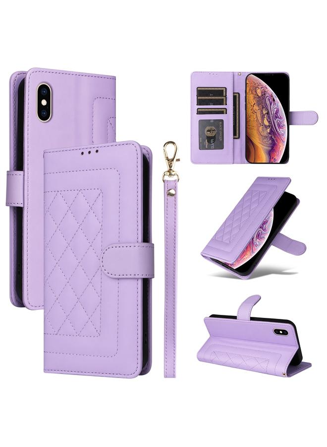 S-TOP Case For iPhone XS / X Diamond Lattice Leather Flip Phone Case - Image 1