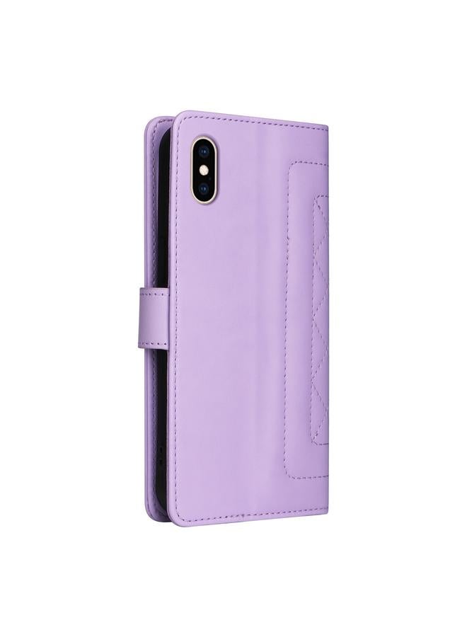 S-TOP Case For iPhone XS / X Diamond Lattice Leather Flip Phone Case - Image 3
