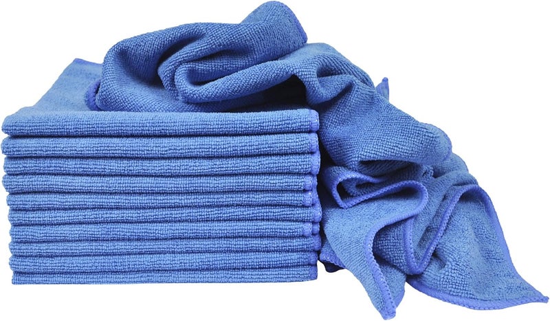 Eurow Microfiber Cleaning Towels 12-Pack - Blue - Image 1