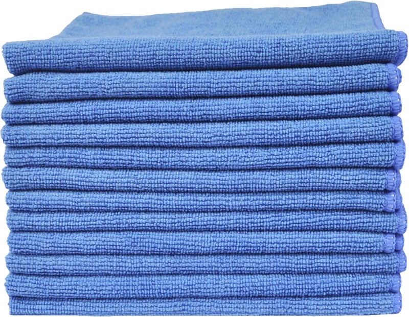 Eurow Microfiber Cleaning Towels 12-Pack - Blue - Image 3