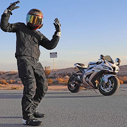 HWK Spyder Motorcycle Jacket for Men with Weather Resistant Cordura Textile Fabric for Enduro Motocross Jacket 4X-LARGE/BLACK - Image 4
