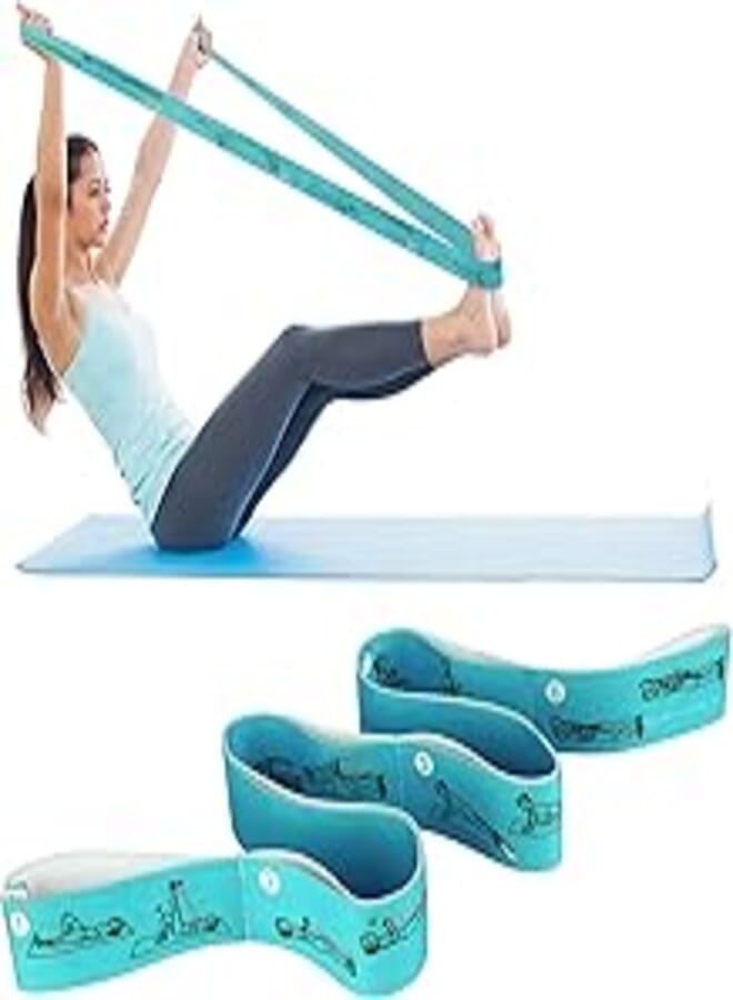 Generic Stretching Bands Yoga, Green Strap for Stretching High Flexible Yoga Fitness Resistance Band 8-Loop Training Strap Tension Resistance Exercise Stretching Belt 