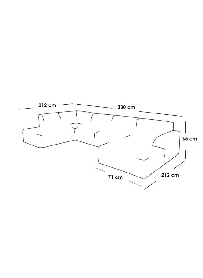 Al Home - 7 Seater L-Shape Sofa linen 380×212×71×65 Cm - Grey - Image 1