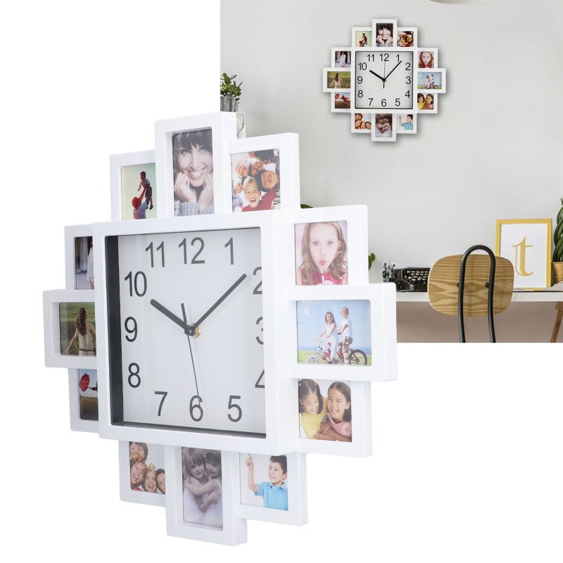 Photo Frame Wall Clock:  High Quality ABS Material - Personalized Design Multi Photo Clock for Home Bedroom Living Room Office Decor - Image 3