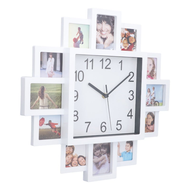 Photo Frame Wall Clock:  High Quality ABS Material - Personalized Design Multi Photo Clock for Home Bedroom Living Room Office Decor - Image 2