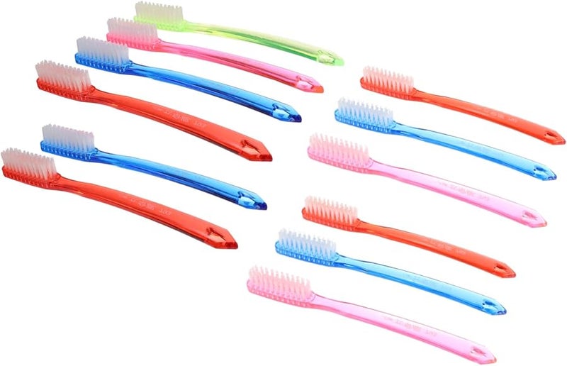Safigle 12 Pack Hard Bristle Toothbrushes For Adults Denture Stain Removal Travel - Image 1