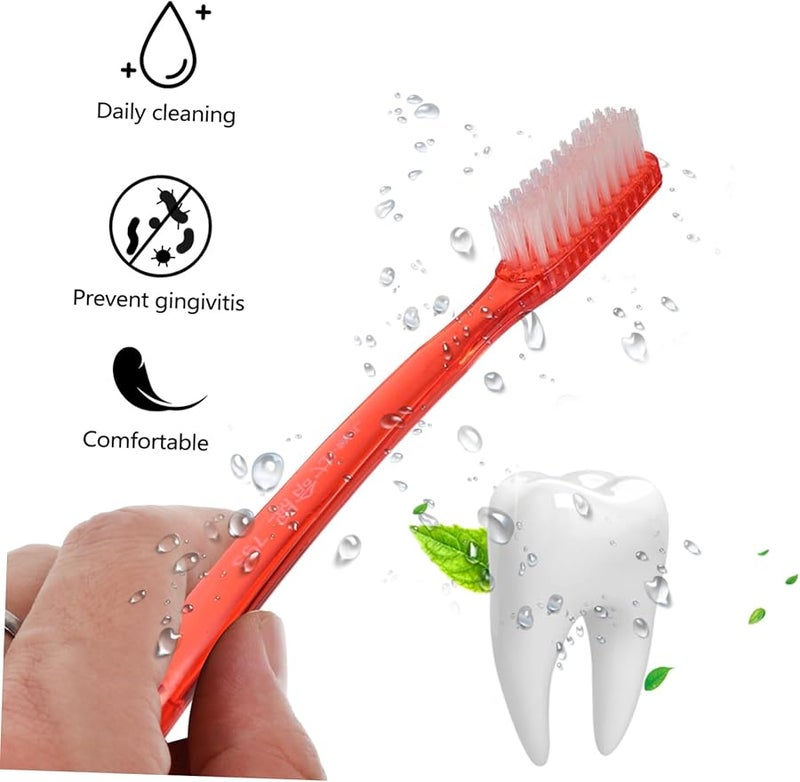 Safigle 12 Pack Hard Bristle Toothbrushes For Adults Denture Stain Removal Travel - Image 4