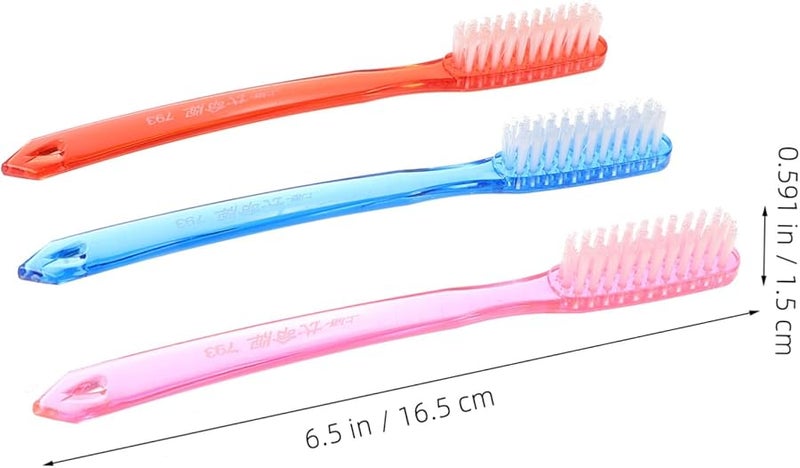 Safigle 12 Pack Hard Bristle Toothbrushes For Adults Denture Stain Removal Travel - Image 3