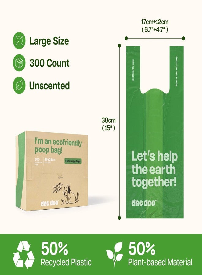 Deo Doo Dog Poop Bags with Handles 300 Count Big Sizes Leak Proof and Extra Thick Waste Bags for Walking Small Medium Large Dogs Cats Litter Unscented - Image 2