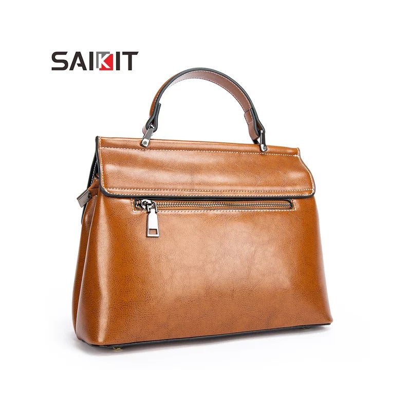 Women'S Bag New Genuine Leather Fashionable Handheld Cowhide Large Capacity Shoulder Crossbody Bag High-End Sense Bag Women'S Small Square Bag - Image 5