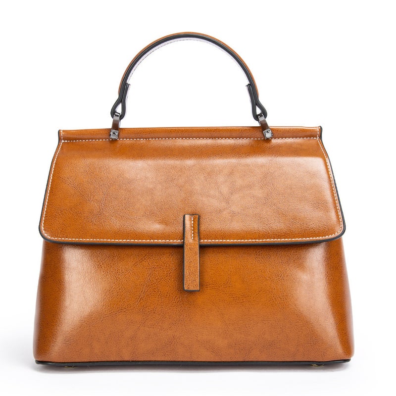 Women'S Bag New Genuine Leather Fashionable Handheld Cowhide Large Capacity Shoulder Crossbody Bag High-End Sense Bag Women'S Small Square Bag - Image 1