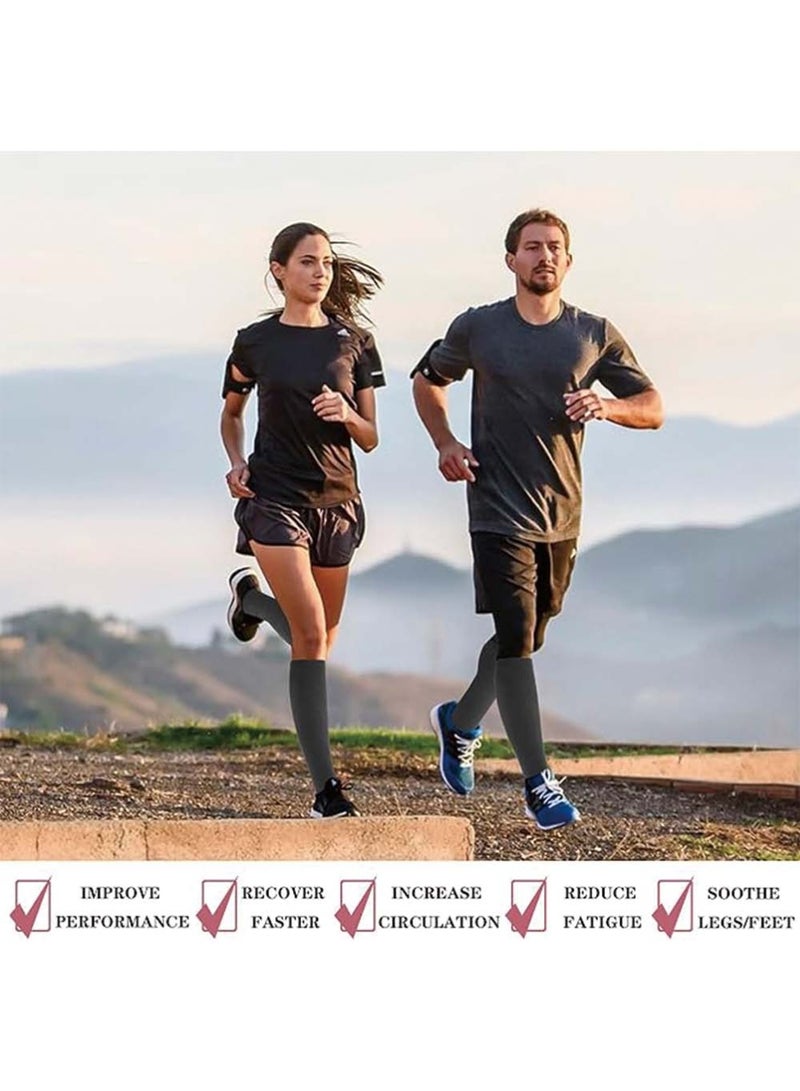 Dougez Compression Socks,4 Pairs for Women and Men,20-30 mmHg is Best for Athletic,Travel,Running,Fitness,Reduce Calf Pain Faster Recovery L/XL Long Football Socks Grip Socks - Image 4
