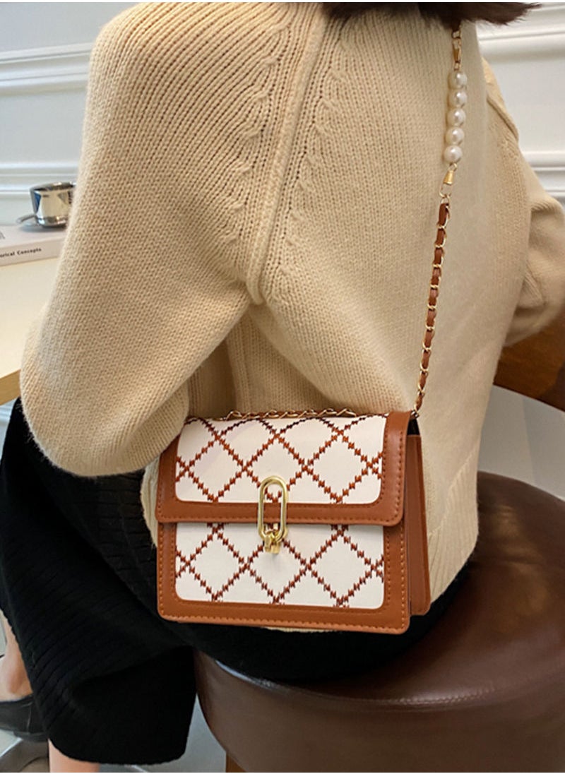 Sharpdo - Women's Square Handbag Shoulder Crossbody Chain Pearl Bag - Image 1