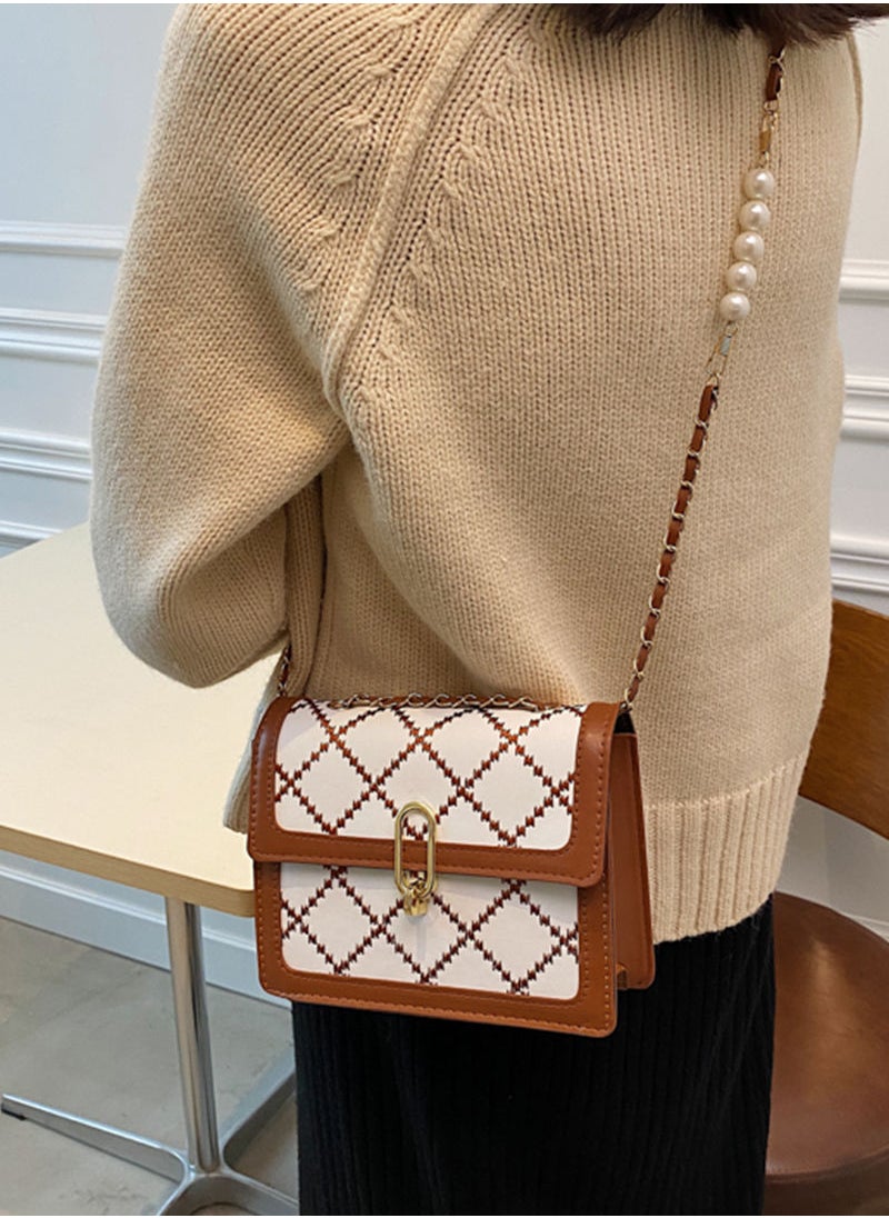 Sharpdo - Women's Square Handbag Shoulder Crossbody Chain Pearl Bag - Image 1