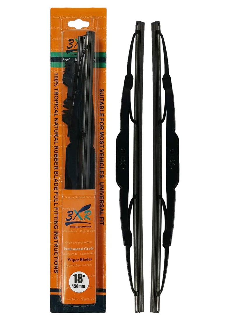 3XR Car Wiper Blades 18" 450mm Professional Grade 2 Pcs Set Universal Car Wiper Blades  - Image 1