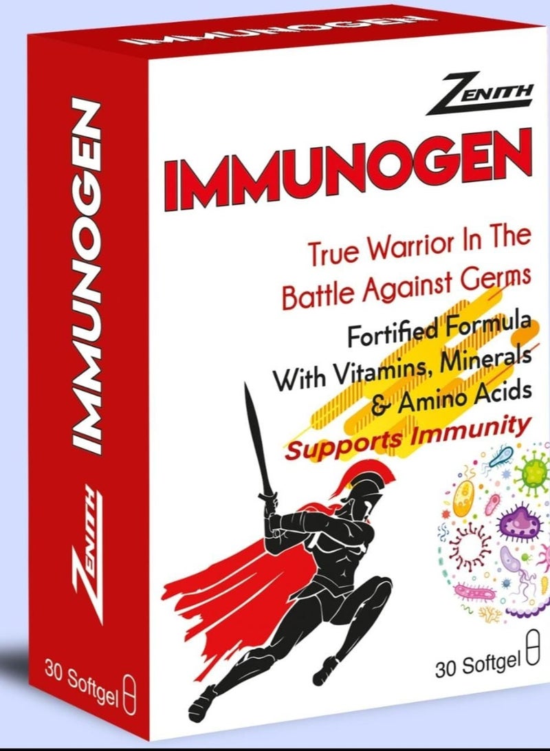 Zenith Immunogen Immune Support Supplement with Vitamins, Minerals & Amino Acids 30 softgels