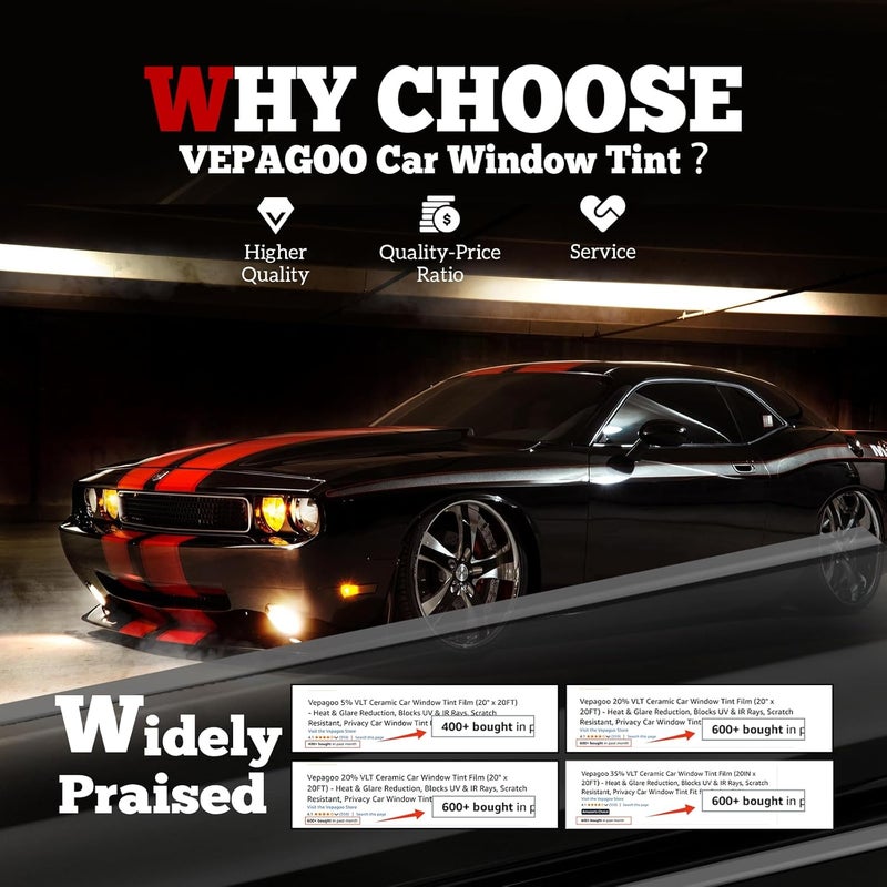 Vepagoo 5% VLT Ceramic Car Window Tint Film - Image 2