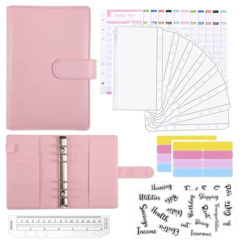 Openja Budget Binder Cash Envelopes for Budgeting Money Organizer for Cash Money Envelopes for Cash Leather A6 Budget Binder with Zipper envelopes.(Multicolor) - Image 1