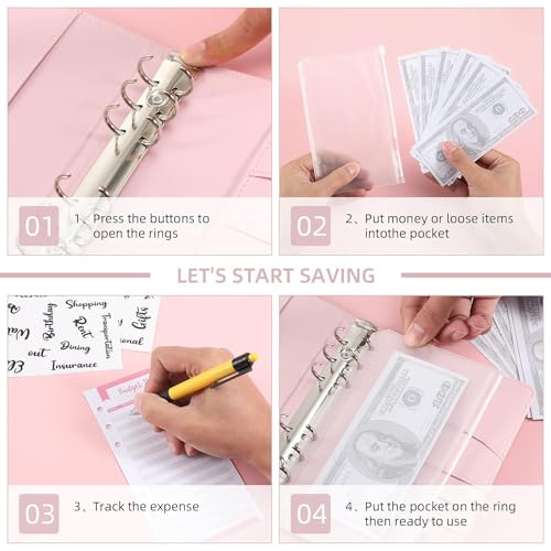 Openja Budget Binder Cash Envelopes for Budgeting Money Organizer for Cash Money Envelopes for Cash Leather A6 Budget Binder with Zipper envelopes.(Multicolor) - Image 3